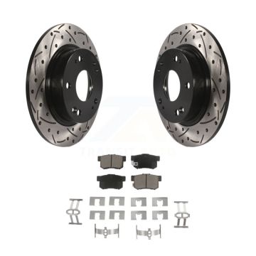 Rear Coated Drilled Slot Disc Brake Rotor & Ceramic Pad Kit For Honda Civic Acura CSX ILX KDC-100782