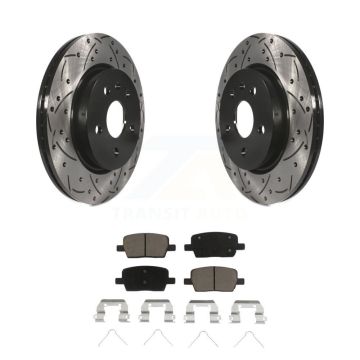 Rear Coated Drill Slot Disc Brake Rotor Ceramic Pad Kit For Chevrolet Camaro Cadillac CT6 KDC-100786