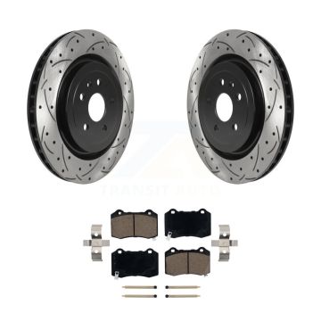 Rear Coated Drill Slot Disc Brake Rotor Ceramic Pad Kit For Chevrolet Camaro Cadillac CTS KDC-100787