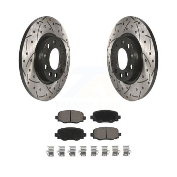 Rear Coated Drilled Slot Disc Brake Rotors Ceramic Pad Kit For Jeep Cherokee Chrysler 200 KDC-100788