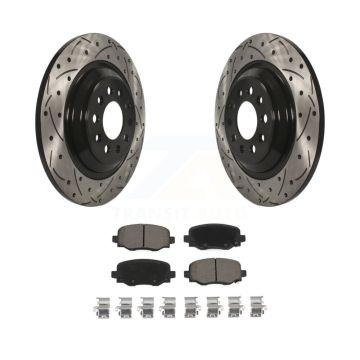 Rear Coated Drilled Slotted Disc Brake Rotors And Ceramic Pads Kit For Jeep Cherokee KDC-100789