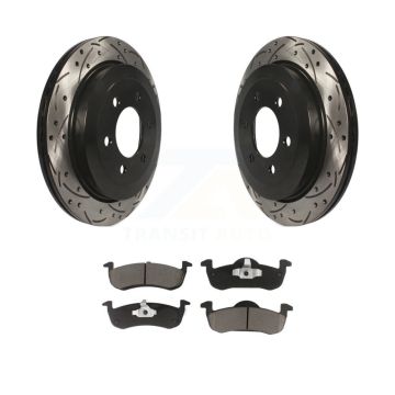 Rear Drilled Slot Disc Brake Rotors Ceramic Pad Kit For Ford Expedition Lincoln Navigator KDC-100790