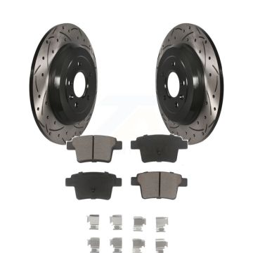 Rear Drill Slot Disc Brake Rotor Ceramic Pad Kit For Ford Five Hundred Freestyle Taurus X KDC-100791