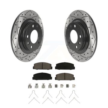 Rear Coated Drilled Slotted Disc Brake Rotors And Ceramic Pads Kit For Mazda 6 Protege KDC-100795