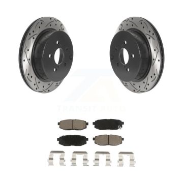 Rear Coat Drill Slot Disc Brake Rotors Ceramic Pad Kit For 2014-2018 Subaru Forester 2.0L KDC-100797