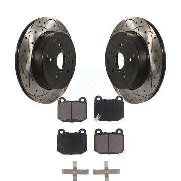 Rear Coated Drilled Slotted Disc Brake Rotor & Ceramic Pad Kit For Subaru Impreza WRX STI KDC-100806