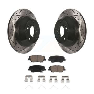 Rear Drilled Slot Brake Rotor & Ceramic Pad Kit For Kia Sorento Hyundai Santa Fe Sport XL KDC-100809