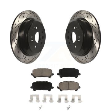 Rear Coated Drilled Slotted Disc Brake Rotors And Ceramic Pad Kit For 2014-2016 Acura MDX KDC-100818
