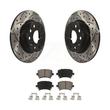 Rear Drilled Slot Disc Brake Rotor Ceramic Pad Kit For Volkswagen GTI Eos Audi A3 Quattro KDC-100824