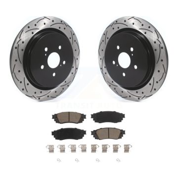 Rear Drilled Slot Disc Brake Rotors Ceramic Pad Kit For Lexus RX350 RX450h RX350L RX450hL KDC-100829