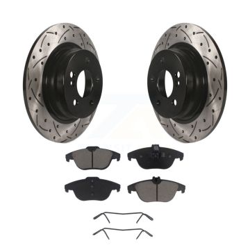 Rear Coated Drill Slot Disc Brake Rotors Ceramic Pad Kit For Mercedes-Benz C300 C250 C230 KDC-100833