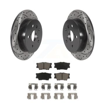 Rear Coated Drilled Slotted Disc Brake Rotors And Ceramic Pads Kit For Toyota Camry KDC-100837