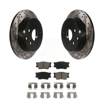Rear Coated Drilled Slotted Disc Brake Rotor Ceramic Pad Kit For Toyota RAV4 Lexus HS250h KDC-100839