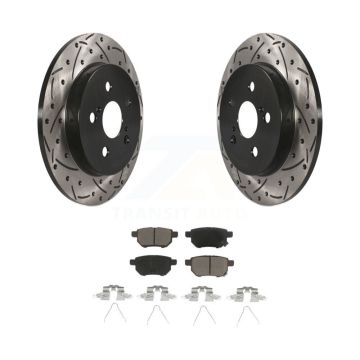 Rear Drill Slot Brake Rotor Ceramic Pad Kit For Toyota Corolla Matrix Prius Prime Pontiac KDC-100842