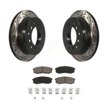 Rear Drilled Slot Brake Rotor & Ceramic Pad Kit For Toyota 4Runner Lexus GX460 FJ Cruiser KDC-100843