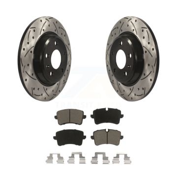 Rear Coated Drilled Slotted Disc Brake Rotors And Ceramic Pads Kit For Audi A7 Quattro A6 KDC-100846