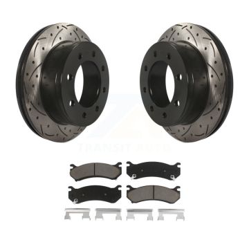 Rear Drill Slot Brake Rotor Ceramic Pad Kit For Chevrolet GMC Sierra 2500 HD Silverado XL KDC-100847