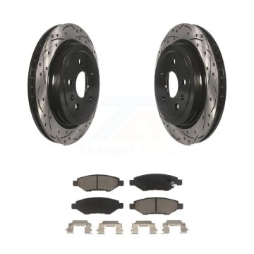 Rear Coated Drill Slot Disc Brake Rotor Ceramic Pad Kit For Chevrolet Camaro Cadillac CTS KDC-100851