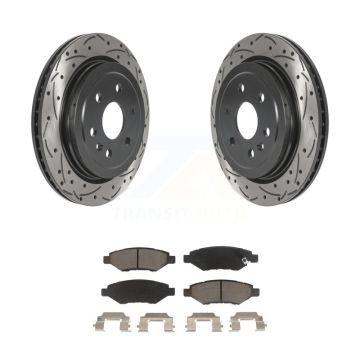 Rear Coated Drilled Slotted Disc Brake Rotor & Ceramic Pad Kit For Cadillac SRX Saab 9-4X KDC-100852