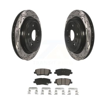 Rear Coated Drilled Slotted Disc Brake Rotors And Ceramic Pads Kit For Cadillac CTS KDC-100854