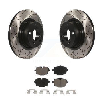 Rear Coated Drilled Slotted Disc Brake Rotor & Ceramic Pad Kit For 2012 BMW X3 From 10 11 KDC-100856