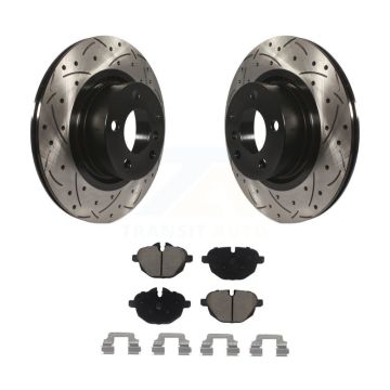 Rear Coated Drilled Slotted Disc Brake Rotors And Ceramic Pads Kit For BMW X3 X4 KDC-100857