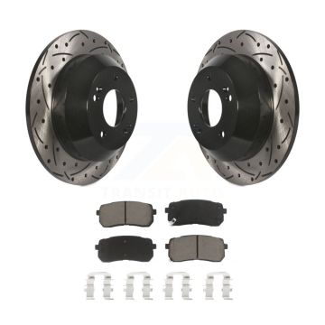 Rear Coated Drilled Slotted Disc Brake Rotor And Ceramic Pad Kit For 2015-2021 Kia Sedona KDC-100859