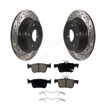 Rear Coated Drilled Slotted Disc Brake Rotor & Ceramic Pad Kit For 2018-2022 Honda Accord KDC-100860
