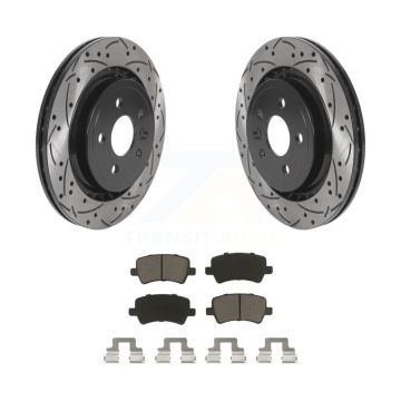 Rear Coated Drilled Slot Disc Brake Rotors Ceramic Pad Kit For Volvo XC70 S60 V60 S80 V70 KDC-100866