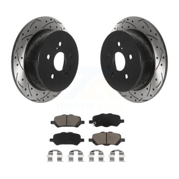 Rear Coated Drilled Slotted Disc Brake Rotor & Ceramic Pad Kit For 2009-2016 Toyota Venza KDC-100867