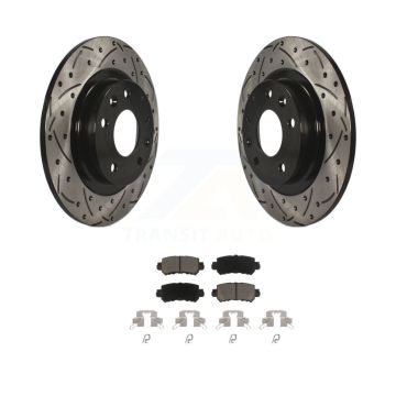 Rear Coated Drilled Slotted Disc Brake Rotor And Ceramic Pad Kit For 2016-2018 Mazda CX-3 KDC-100868