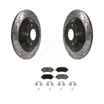 Rear Coated Drilled Slotted Disc Brake Rotor And Ceramic Pad Kit For 2013-2015 Mazda CX-5 KDC-100869