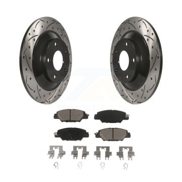 Rear Coated Drilled Slotted Disc Brake Rotor And Ceramic Pad Kit For 2016-2024 Mazda CX-5 KDC-100870