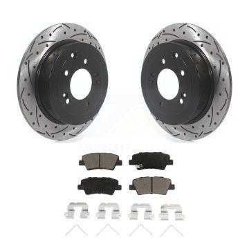 Rear Coated Drilled Slot Disc Brake Rotor Ceramic Pad Kit For Hyundai Tucson Kia Sportage KDC-100871