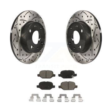 Rear Coated Drilled Slotted Disc Brake Rotors And Ceramic Pads Kit For Fiat 500 KDC-100872
