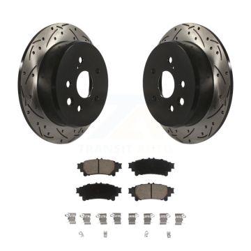 Rear Coated Drilled Slotted Disc Brake Rotors And Ceramic Pads Kit For Lexus IS250 KDC-100874