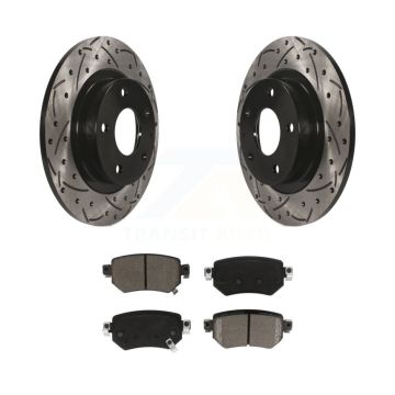 Rear Coated Drilled Slotted Disc Brake Rotors And Ceramic Pads Kit For 2016-2021 Mazda 6 KDC-100877