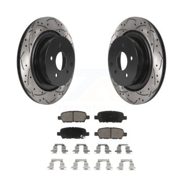 Rear Coated Drilled Slotted Disc Brake Rotors And Ceramic Pads Kit For INFINITI G35 Q60 KDC-100881