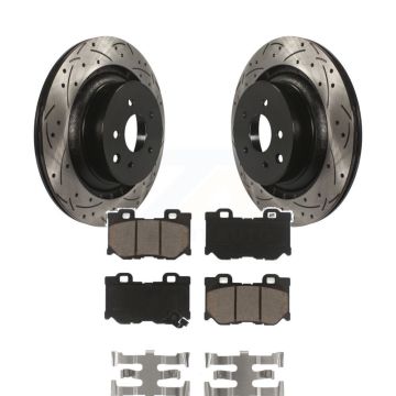 Rear Coat Drill Slot Disc Brake Rotors Ceramic Pad Kit For INFINITI G37 Nissan 370Z Q60 Z KDC-100882