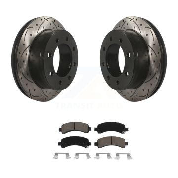 Rear Drilled Slot Brake Rotors Ceramic Pad Kit For GMC Chevrolet Savana 2500 Express 3500 KDC-100889