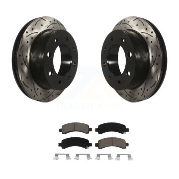 Rear Drilled Slot Brake Rotors Ceramic Pad Kit For GMC Chevrolet Savana 3500 2500 Express KDC-100890