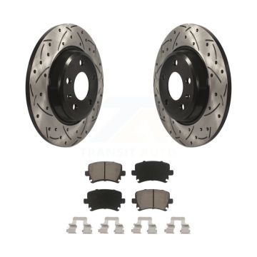Rear Drilled Slot Disc Brake Rotor & Ceramic Pad Kit For 2009 Audi A4 Quattro Convertible KDC-100893