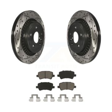 Rear Coated Drilled Slotted Disc Brake Rotor And Ceramic Pad Kit For 2010-2017 Volvo XC60 KDC-100896
