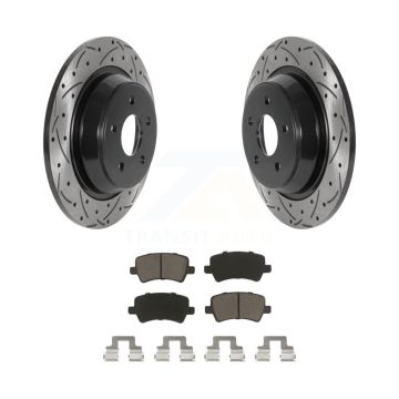 Rear Drilled Slot Disc Brake Rotors Ceramic Pad Kit For 2012-2015 Land Rover Range Evoque KDC-100897