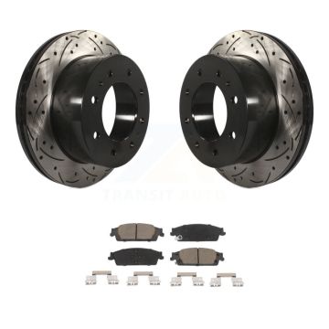 Rear Coated Drilled Slotted Disc Brake Rotors And Ceramic Pads Kit For Chevrolet Suburban KDC-100899