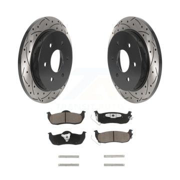 Rear Drilled Slot Disc Brake Rotors Ceramic Pad Kit For Nissan TITAN Armada INFINITI QX56 KDC-100902