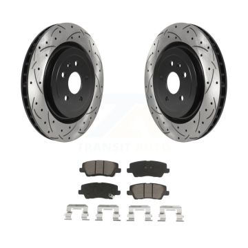 Rear Coated Drilled Slotted Disc Brake Rotor & Ceramic Pad Kit For 2015 Cadillac CTS 6.2L KDC-100903