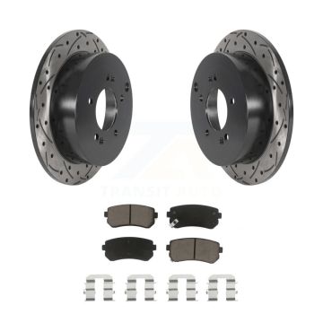 Rear Coat Drill Slot Disc Brake Rotor Ceramic Pad Kit For Hyundai Tucson Kia Sportage AWD KDC-100904