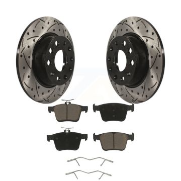 Rear Drill Slot Brake Rotor Ceramic Pad Kit For Volkswagen Taos Audi A3 Quattro e-Golf TT KDC-100906