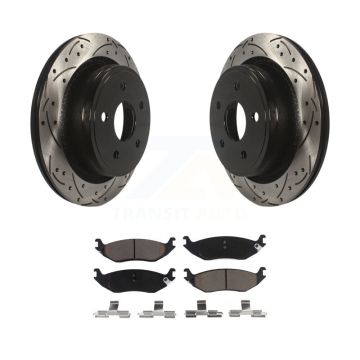 Rear Coated Drilled Slotted Disc Brake Rotors And Ceramic Pads Kit For Dodge Ram 1500 KDC-100909